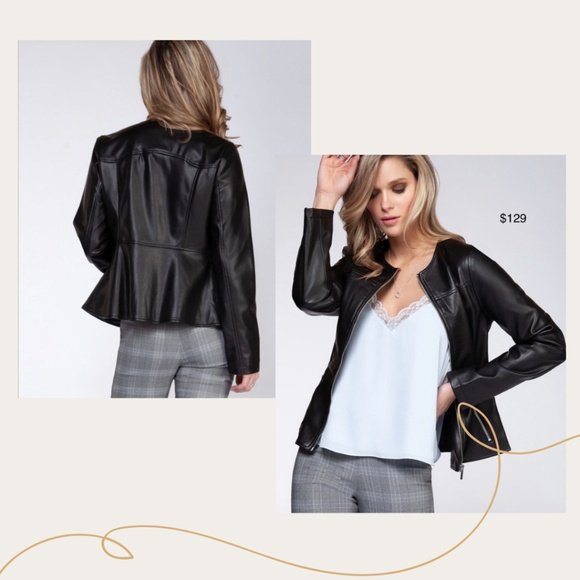 Black Tape Faux Leather Jacket, Tags on - Picture 1 of 8